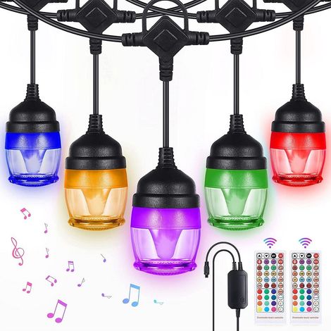 Trade Shop - RGB LED Außenleuchten 14 Birnen dimmbar synchronisierbar wasserdicht - (1/5)