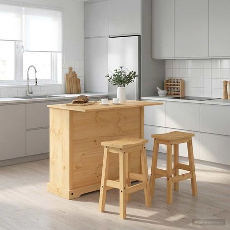 vidaXL Ensemble Cuisine Îlot avec tiroir 3 pcs Cire de Miel Pin massif (1/4)