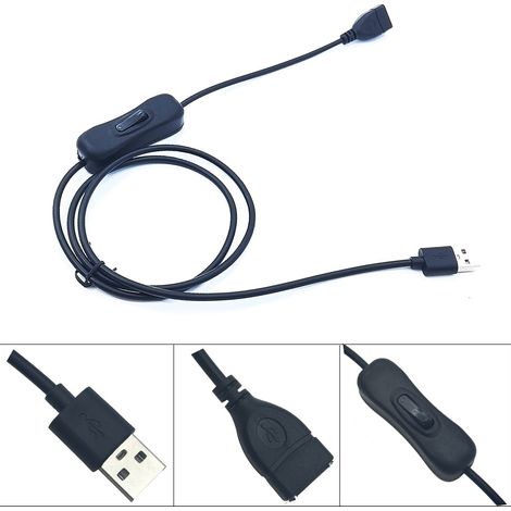 Câble d'alimentation USB 304, interrupteur à bascule, interrupteur à bouton-poussoir, rallonge USB, contrôleur d'interrupteur, longueur 1 m