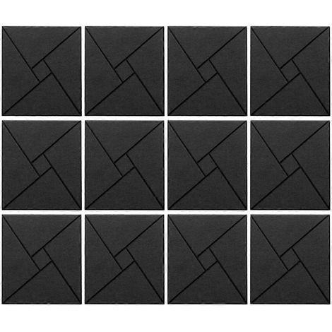 Lot de 12 panneaux acoustiques autocollants, 30,5 x 30,5 x 1 cm, en mousse insonorisante, pour murs (noir). (1/5)