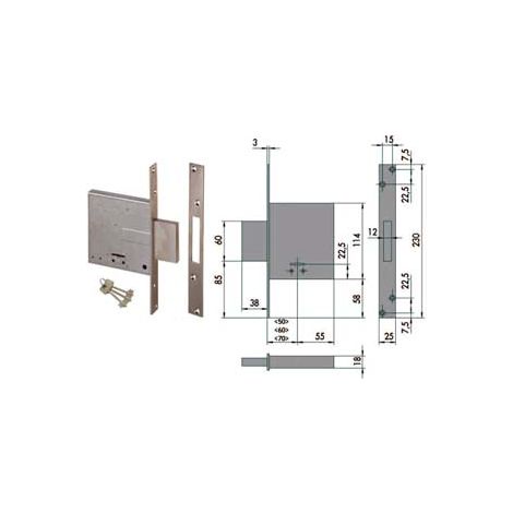 SERRATURA DA INFILARE DOPPIA MAPPA 57010  mm.50 (57010500)    CISA