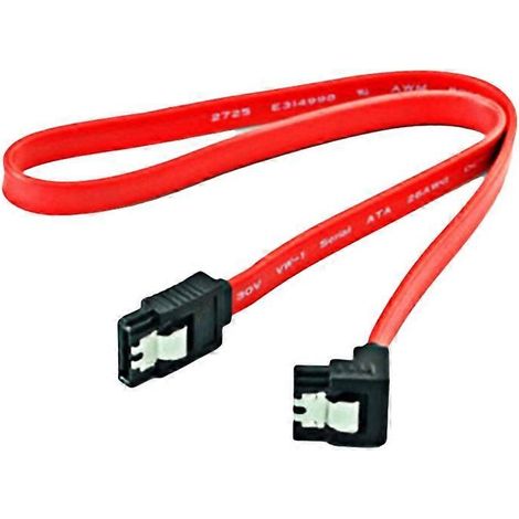 Câble de données SATA 3.0 coudé à 90° de 50 cm, série 6 Gbps, pour disque dur (rouge). (1/5)