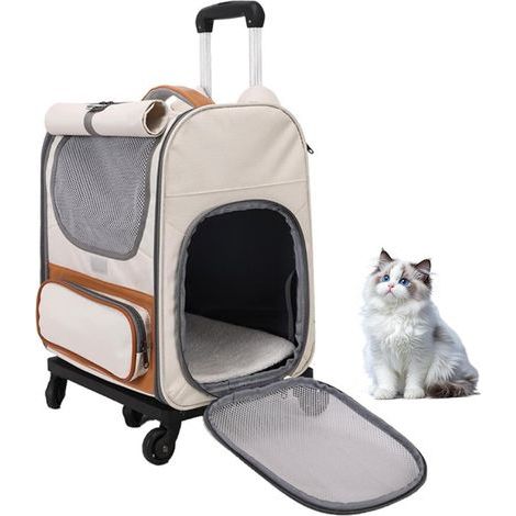 1 zaino per animali domestici, borsa portaoggetti rimovibile, tessuto a rete traspirante, tessuto Oxford, per il trasporto di cani e gatti fino a 8 kg (1/5)