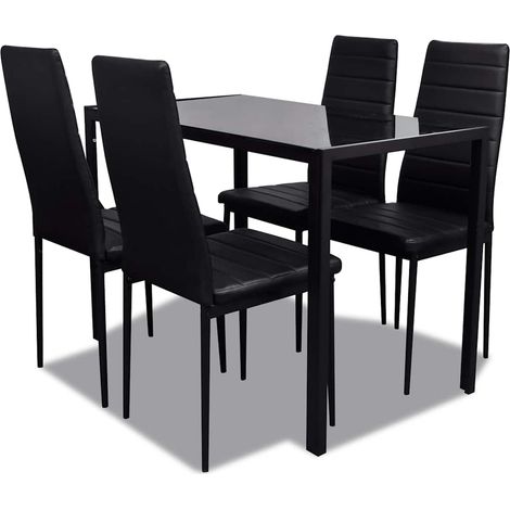 Set de 1 table et 4 chaises, Mobilier de salle à manger, noir OIB7707E (1/5)