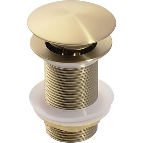 Bonde de Lavabo Bouchon de vidange Pop-Up for lavabo de Salle de Bains, en Or brossé, Noir Mat, Blanc, Or Rose, Or, Chrome, Accessoires de lavabo (Color : Brushed Gold no Hole) (1/5)