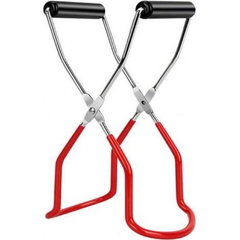 Pinces de Bocal, Clip Anti-Brûlure, Pince À Bocal, Pinces de Levage de Bocal en Conserve en Acier Inoxydable avec Poignée de Poignée Pour Bocaux à Conserves Chauds et Bocaux à Conserves (rouge) (1/5)