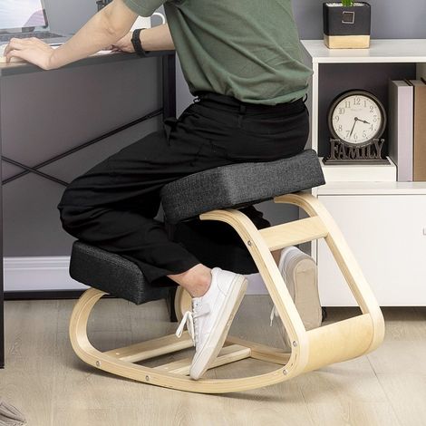 Kniestuhl aus Holz Schwarz 51x69x58 cm, gepolstert, ergonomisch, Montage einfach (1/5)