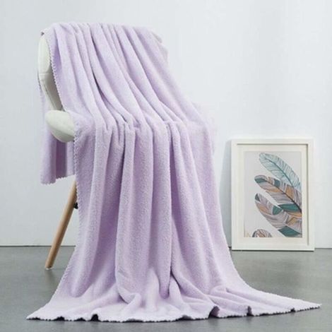 Serviette de bain,Serviette de bain en molleton de corail,pour le visage,pour la Gym,pour la course à pied,pour - purple -145x75cm