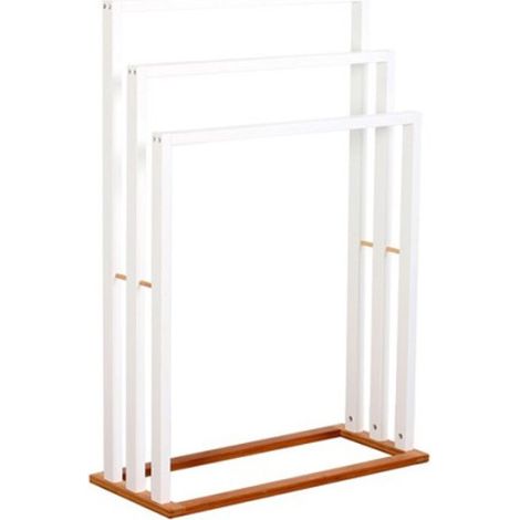 Sèche-Serviettes Bois "Bambou" Blanc (1/3)