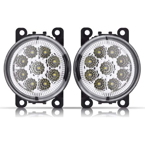 2 Feux de jour LED, projecteur antibrouillard avant, anneau angel eye, plastique ABS, pour Peugeot 301 307 308 (1/5)