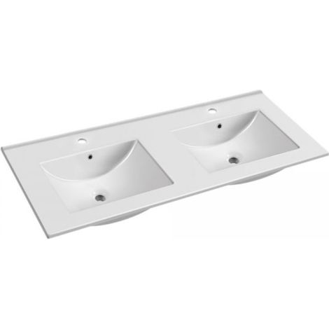 Lavabo da appoggio 20331 doppia vasca ceramica bianco 121.5x47x18H