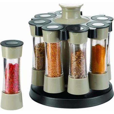 Présentoir à Épices -Avec 8 Pots Verre - Caroussel épices,Rotatif 360°,epices pots rangement,Étagère à Épices Pour Cuisine (1/4)