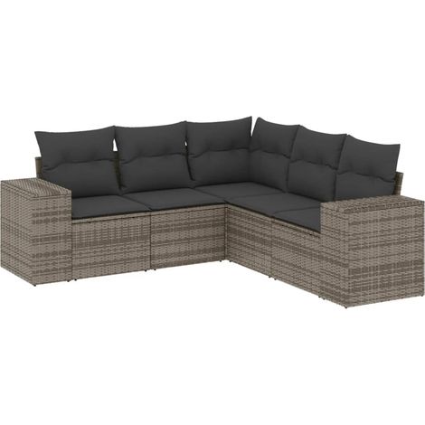 Maison Exclusive - 5-tlg. Garten-Sofagarnitur mit Kissen Grau Pol
