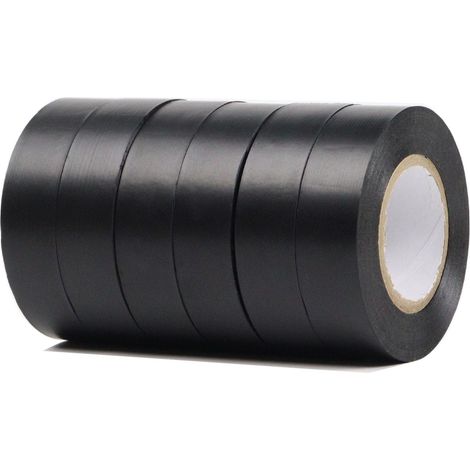 Ruban électrotechnique noir 19mm x 20m paquet de 6 rubans isolants en PVC autocollants forts pour isoler, réparer et protéger les fils