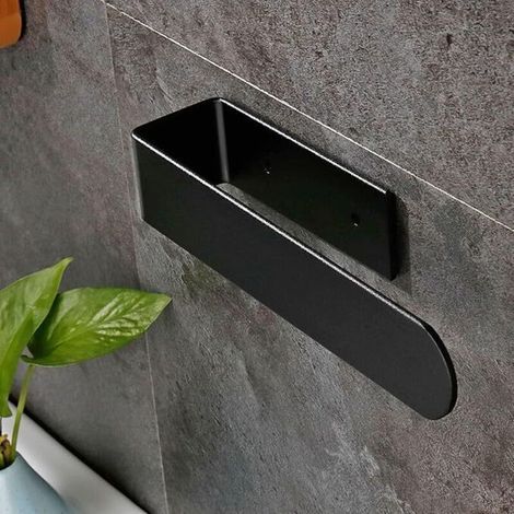 Porte Serviette Salle De Bain Noir, Adhesif Accroche Support Porte Torchon Mural sans Percage, Porte Serviette de Salle de Bain Mural en Acier Inoxydable pour Cuisine et Toilette (1/4)