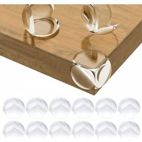 Protections Coin de Table pour Bébé, Protections d'angle pour Meuble Sécurité Enfant pour Bureau, Berceau, Cheminée, Table, Coins & Bords Molles + sans Danger Rondes Pack de 12 Transparent (1/4)
