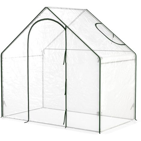 Serre de jardin tomates 1.8L x 1l x 1.68H m Acier plastique imperméable transparent vert