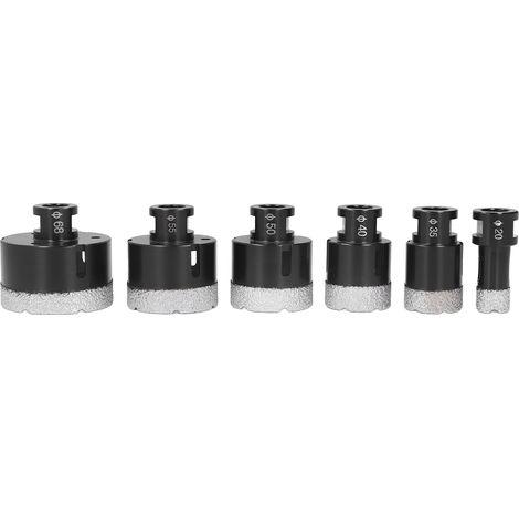 6 trépans diamantés M14 pour meuleuse, forets carottage 20/35/40/50/55/68 mm, verre, carrelage, marbre (1/5)