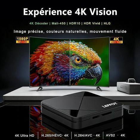 Boitier Android TV, Android 14.0 TV Box 2026, 2Go RAM + 16Go ROM (1/3)