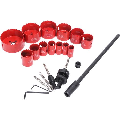 Kit 21 scies cloches HSS à coupe rapide, foret, tige d'extension, adaptateur de filetage et clé hexagonale (1/5)