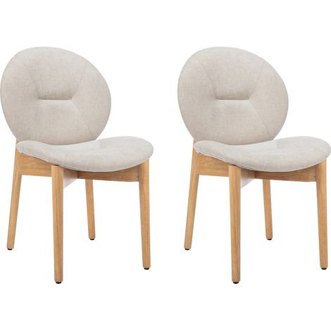 Sedia in Tessuto e Legno di hevea Beige - Lotto di 2 - ISADIO