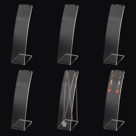 CCYKXA L-Shaped Acrylic Necklace Holders (Transparent, 11.5 cm High) Slanted Back Earring Display Jewelry Organizer for Necklaces and Earrings