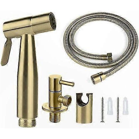 Set aus WC-Brauseköpfen aus gebürstetem Edelstahl in Goldoptik, WC-Brausekopf mit Wasserhahnanschluss, Badezimmer-Brauseset (1/5)