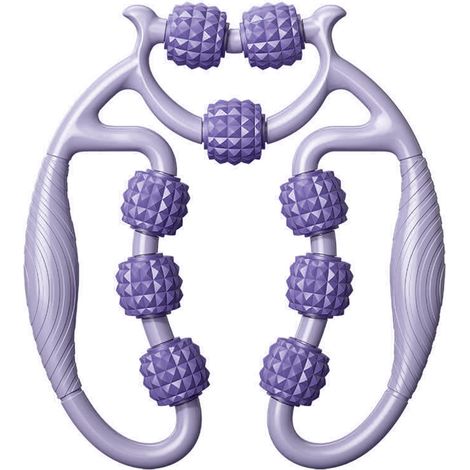 Lot circulaire 360° 9 roues rouleau de massage musculaire pour jambes, cou, mains, bras - relaxation muscles - violet taro (1/5)