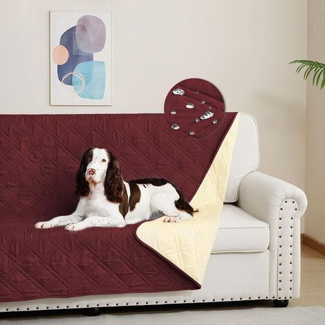 Housse imperméable canapé, Housse de canapé pour Chien, Housse Impermeable canape lit, avec Base antidérapante, Protection canapé Chien, Chat(Rouge,132-208 cm) (1/5)