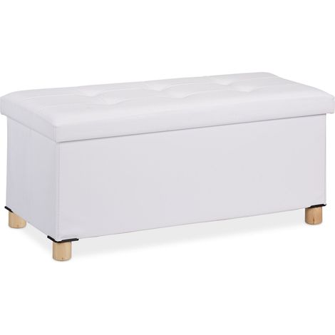 Panca pieghevole in ecopelle comoda con contenitore 35 x 76 x 37 cm in pelle nera 130008872