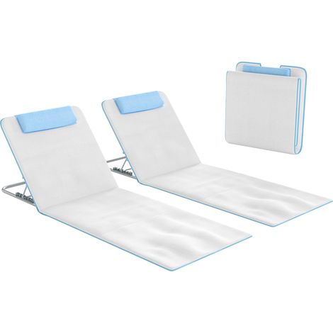 Set 2 Lettini Prendisole Pieghevoli con Schienale Regolabile e Borsa, 48x134x36-45 cm, Beige