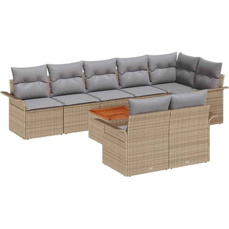 Maison Exclusive - Gartensofa-set 9 pcs Beige und Hellgrau Poly-R