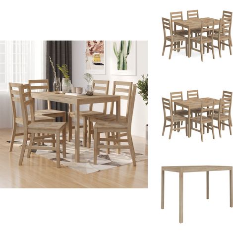 7-tlg. Essgruppe Massivholz Akazie - Essgruppe - Esszimmertisch - Holztisch - Akazienholz - Massivholzmöbel (1/5)
