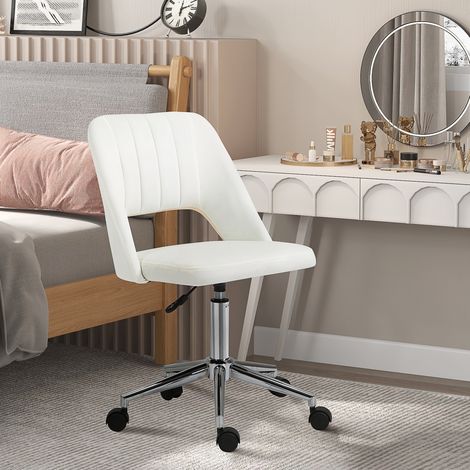 Chaise de bureau ergonomique beige, hauteur réglable, pivotante avec roulettes, en polyester DESVIAE (1/5)