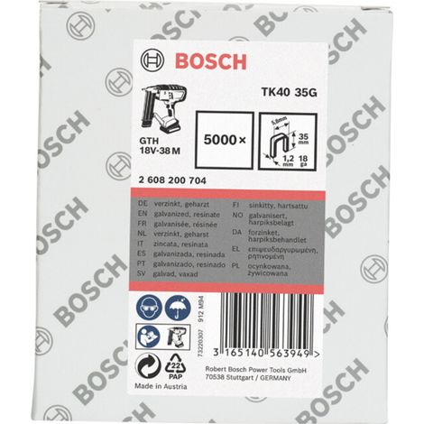BOSCH Agrafes à dos droit larg. 5,8 mm version galvanisée - x 5000 - 35 x 5,8 mm