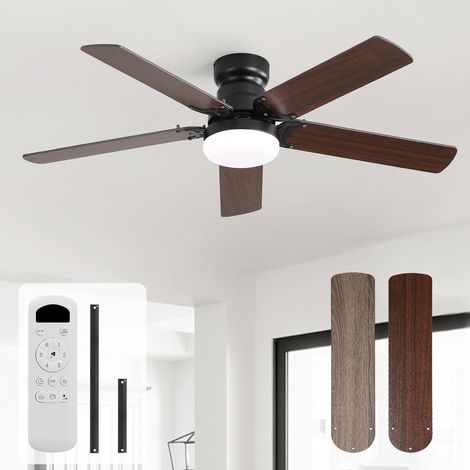 Ventilateur Plafond avec Lumiere, 107cm Dimmable Lampe Ventilateur Plafond LED, Telecommande, 6 Vitesses, Silencieux DC Réversibles, Minuterie pour Chambre (1/5)
