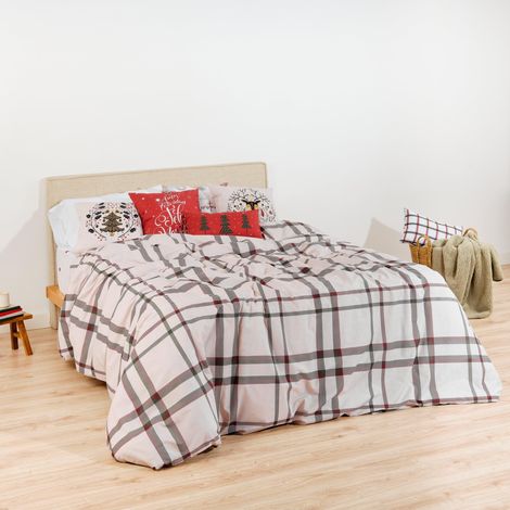 Housse de couette 50% coton - 50% polyester, housse de couette avec boutons carreaux 150 (240x220) (1/5)