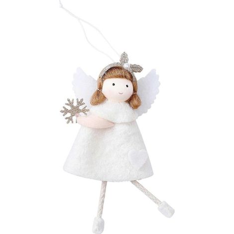 Peluche ange poupée décoration de Noël, sapin de Noël pendentif, pour hiver fête de fin d'année décoration,Blanc (1/5)