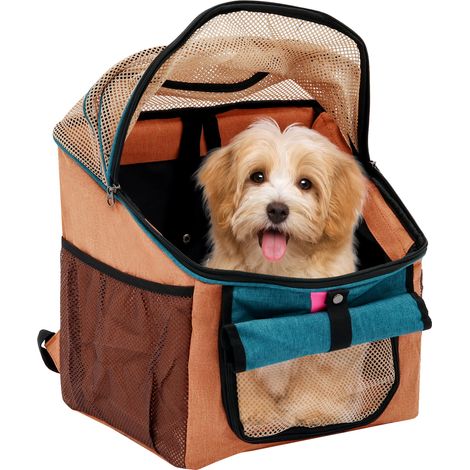 Panier à vélo pour animaux, sac à vélo orange pour animaux, panier à vélo pliable pour chien à l'avant, petit sac à dos pour chien avec adaptateur pour guidon, capacité de charge 7,5 kg (1/5)