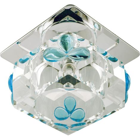 Spot encastré carré chrome verre bleu G4 20W Candellux