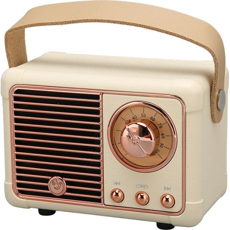 Enceinte Bluetooth rétro HiFi stéréo, transmission rapide, faible consommation d'énergie, portable, style vintage, pour la maison et l'extérieur, jaune (1/5)