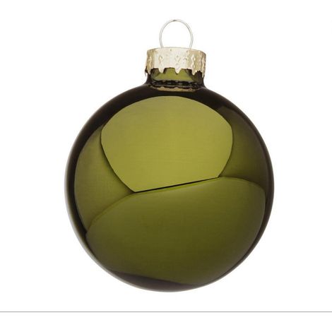 Pallina per albero di Natale color Verde Muschio lucida in vetro di alta qualità -6 Palline Ø 6 cm (1/4)