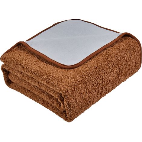 Plaid chauffant réchauffeur de lit électrique arrêt automatique 9 réglages fibre de carbone déshumidification commande numérique 180 x 150 cm marron (1/4)