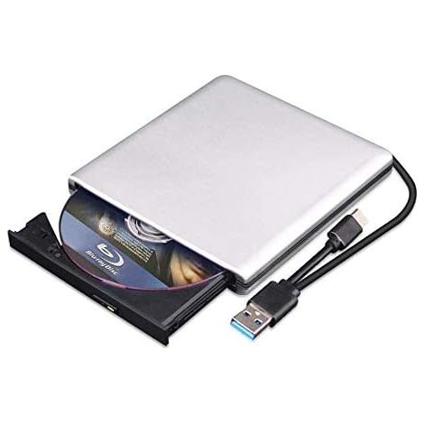 Lecteur Blu Ray Externe - USB 3.0 et Type-C - Compatible Windows et Mac - Lecture CD DVD Blu Ray 3D - 6x Blu Ray - Alimentation Externe Requise