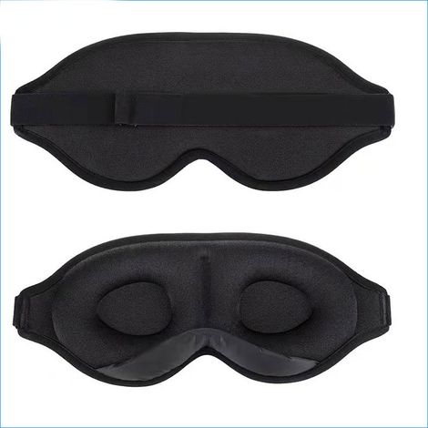 Maschera per dormire oscurante al 100% per uomo e donna - Maschera per dormire per gli occhi - Tessuto in Lycra morbido e confortevole - Fascia 3D per oscurità totale 1 pezzo (Nero) (1/5)
