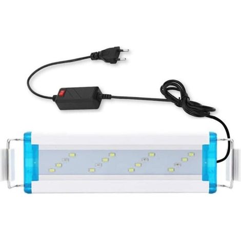 Lampe LED aquarium 18-58 cm – Éclairage à spectre complet – Lumière blanche et bleue – Supports en métal réglables