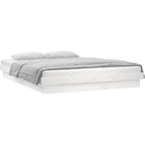 LED Bed Frame without Mattress White 140x200 cm Solid Wood vidaXL (1/4)
