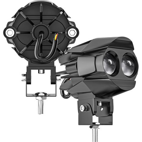 Phares LED « Oiseau d'eau » pour moto – Bicolores (jaune/blanc) avec feux de croisement et de route intégrés – Éclairage auxiliaire ultra-lumineux adapté aux véhicules électriques – Lot de 2 (1/5)