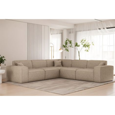 Ecksofa Designersofa CELES PREMIUM in Stoff Artico Beige Seite Universal (1/3)