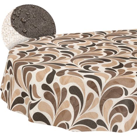 Nappe enduite Gouttes Beige Ovale 320x140 cm intérieur/extérieur (1/5)